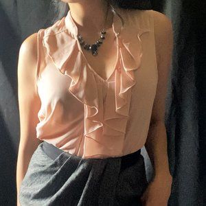 ⭐️ by & by Ruffle Front Semi Sheer Blouse
